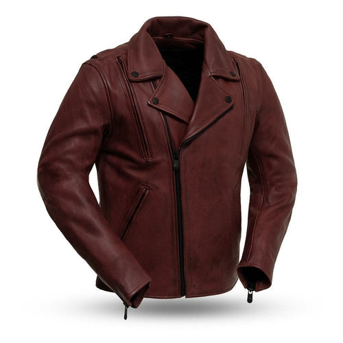 Night Rider Real Cowhide Black Mens Leather Motorcycle Jacket By First MFG Co.