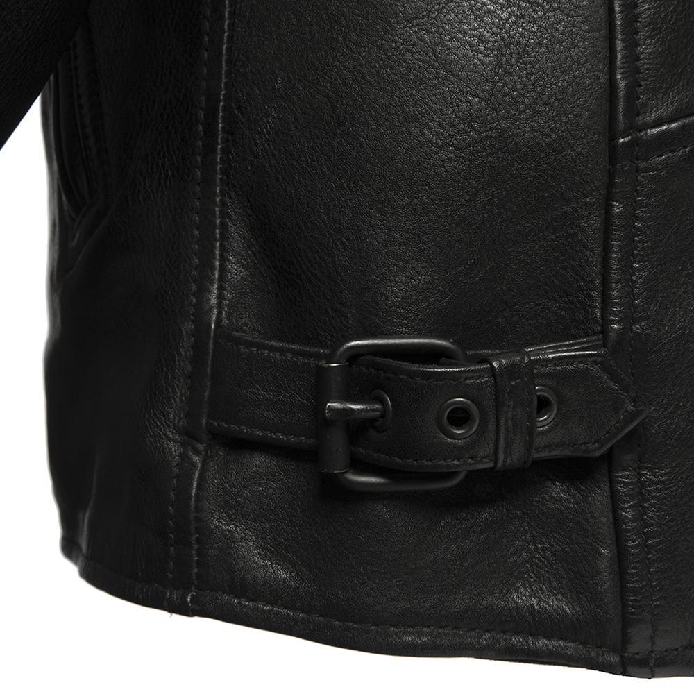 Night Rider Real Cowhide Black Mens Leather Motorcycle Jacket By First MFG Co.