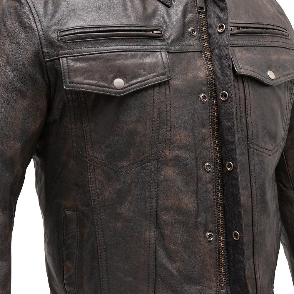 Villain Men's Black Cow Dutch Leather Motorcycle Jacket By First MFG Co.