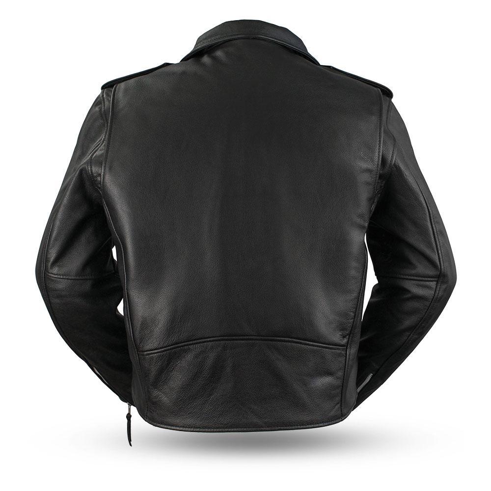 Superstar Mens Black Real Motorcycle Leather Jacket By First MFG Co.