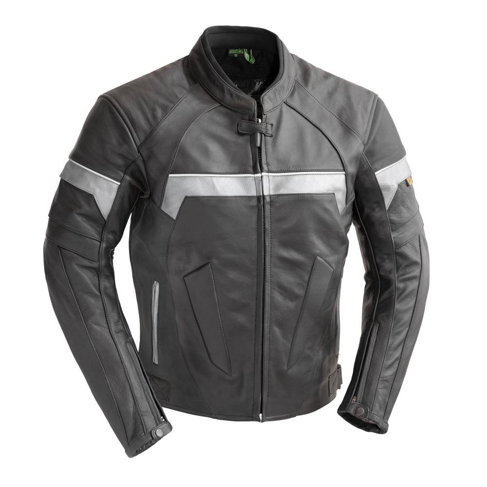 Black & White Genuine Cowhide Women's Leather Racer Jacket By First MFG Co.