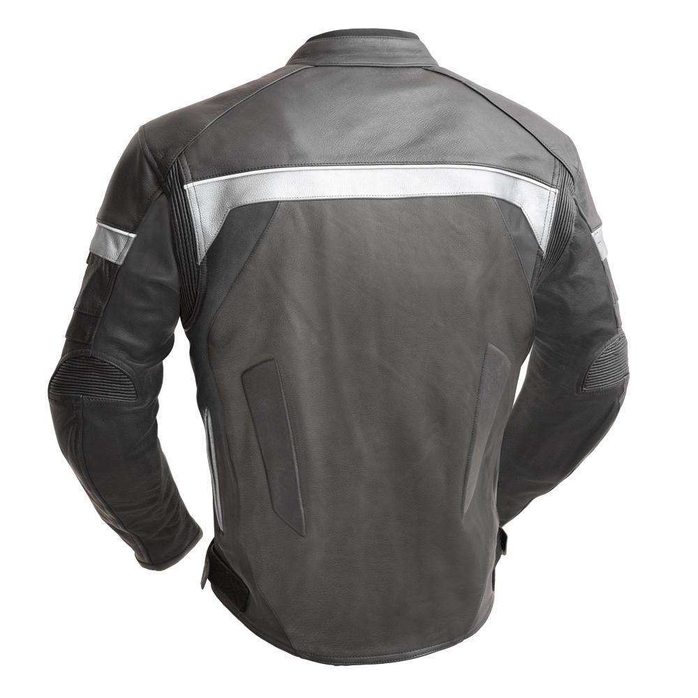 Black & White Genuine Cowhide Women's Leather Racer Jacket By First MFG Co.