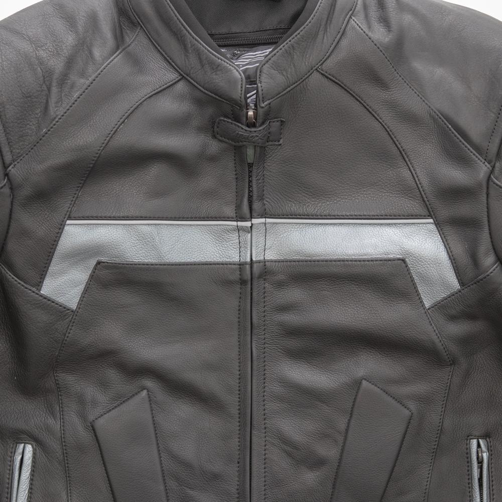 Black & White Genuine Cowhide Women's Leather Racer Jacket By First MFG Co.