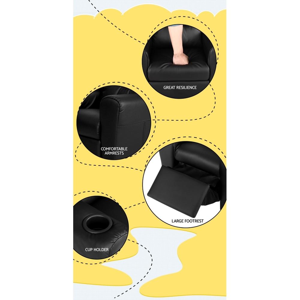 Keezi Kids Recliner Chair Black PU Leather Sofa Lounge Couch Children