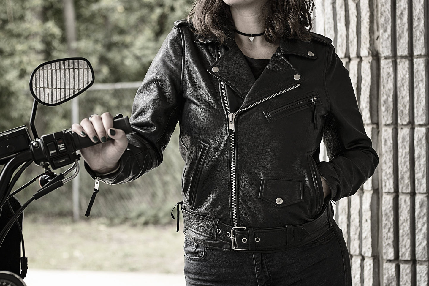 First Manufacturing Rockstar Ladies Leather Motorcycle Jacket