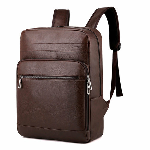 Multifunctional Men's High-quality PU Leather Laptop Backpack