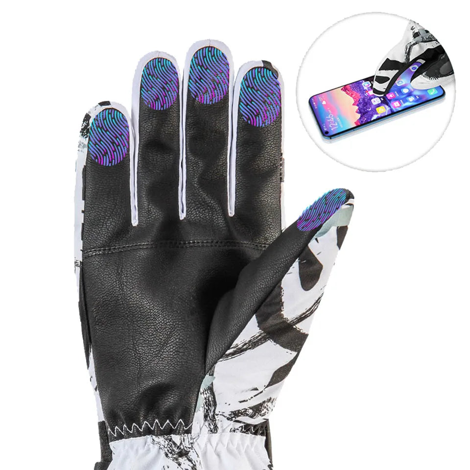 Winter Snowboard Ski Gloves PU Leather Non-slip Touch Screen