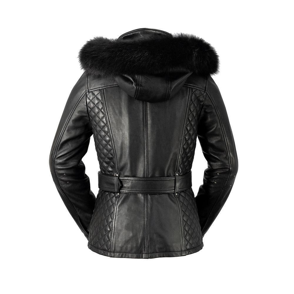 Elle Genuine Black Leather Jacket Women