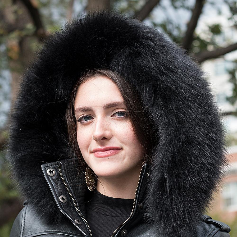 Elle Genuine Black Leather Jacket Women