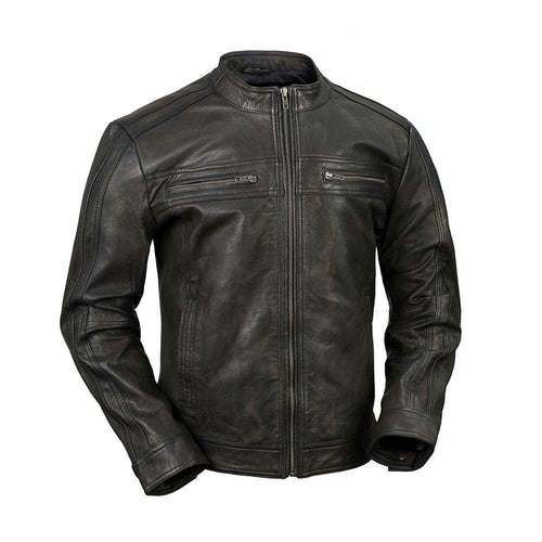 Cruiser Genuine Sheepskin Mens Leather Scooter Jacket By First MFG Co.