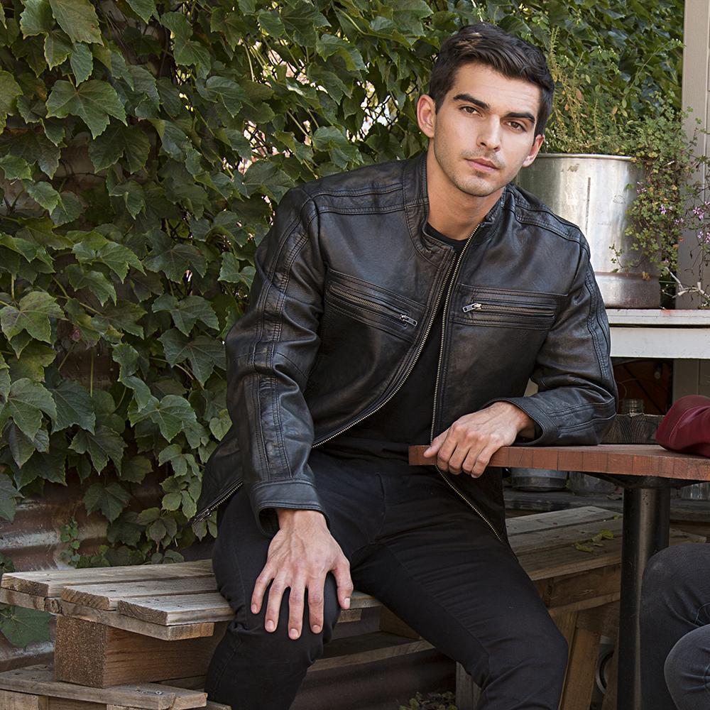 Cruiser Genuine Sheepskin Mens Leather Scooter Jacket By First MFG Co.