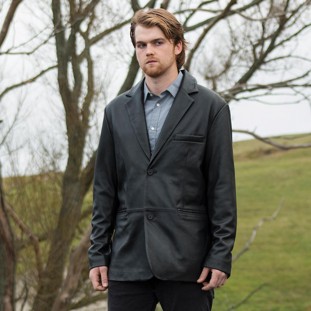 First MFG Co. Esquire Black Genuine Sheepskin Leather Jackets For Men