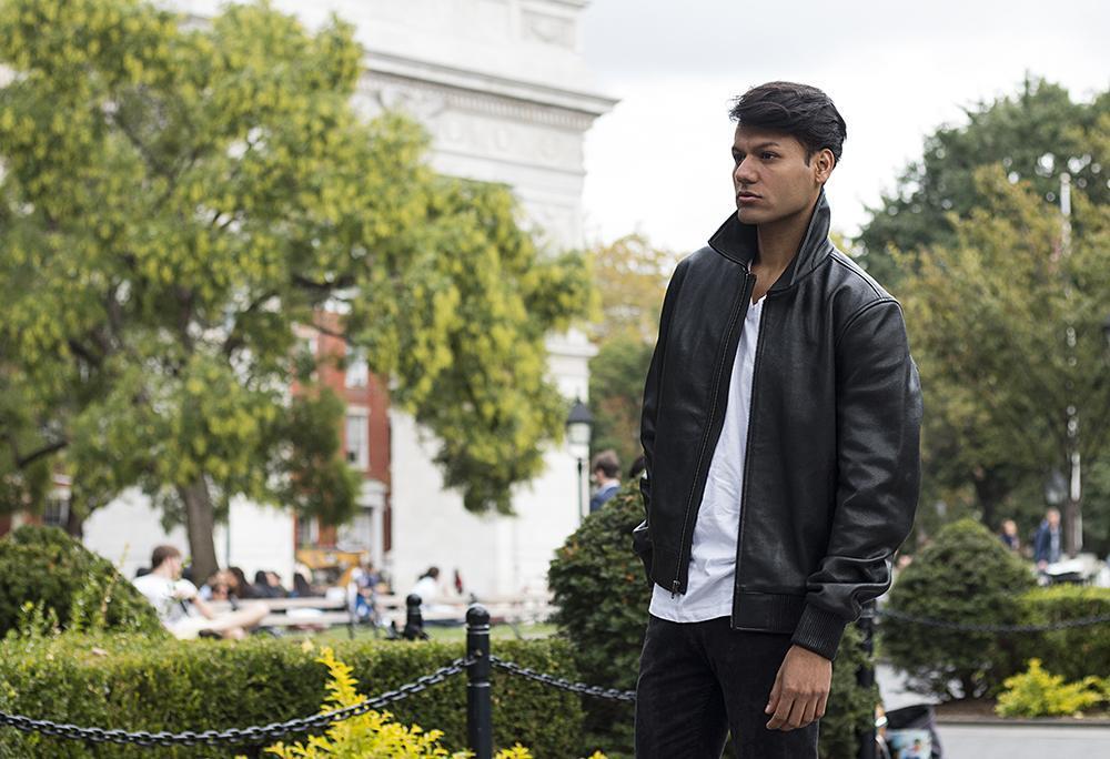Castor Genuine Mens Bomber Black Leather Jacket