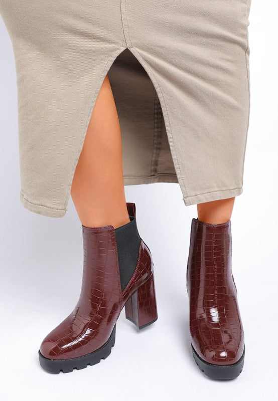 Foxy Faux Leather Croc Chelsea Boots