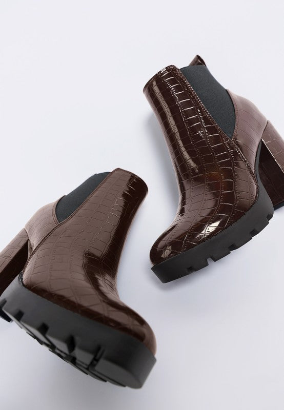 Foxy Faux Leather Croc Chelsea Boots