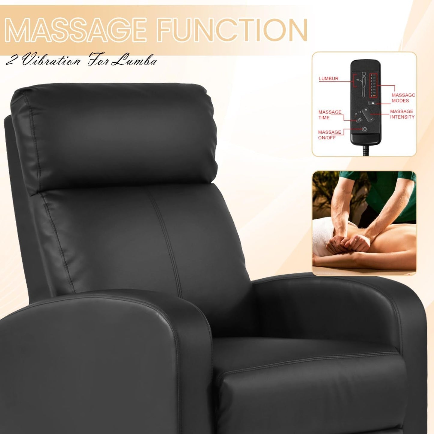 Recliner Chair Breathable Padded PU Leather Massage Single Sofa