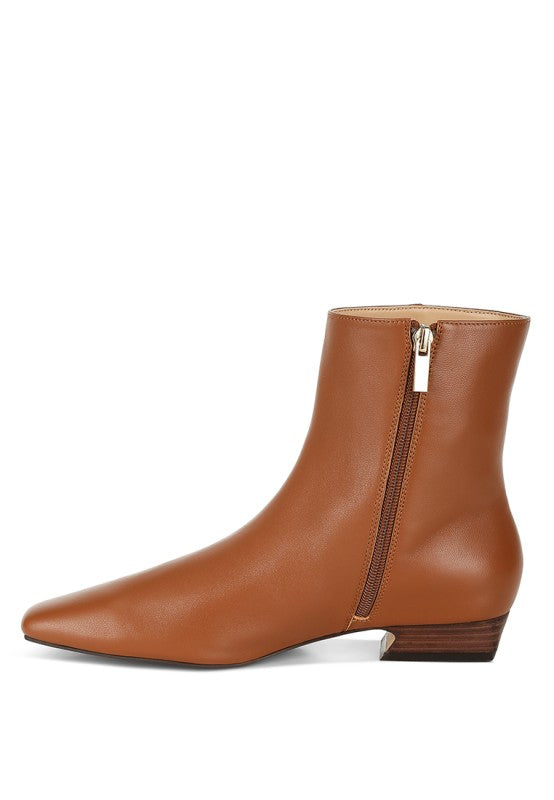 Obita Flared Heel Genuine Leather Boots