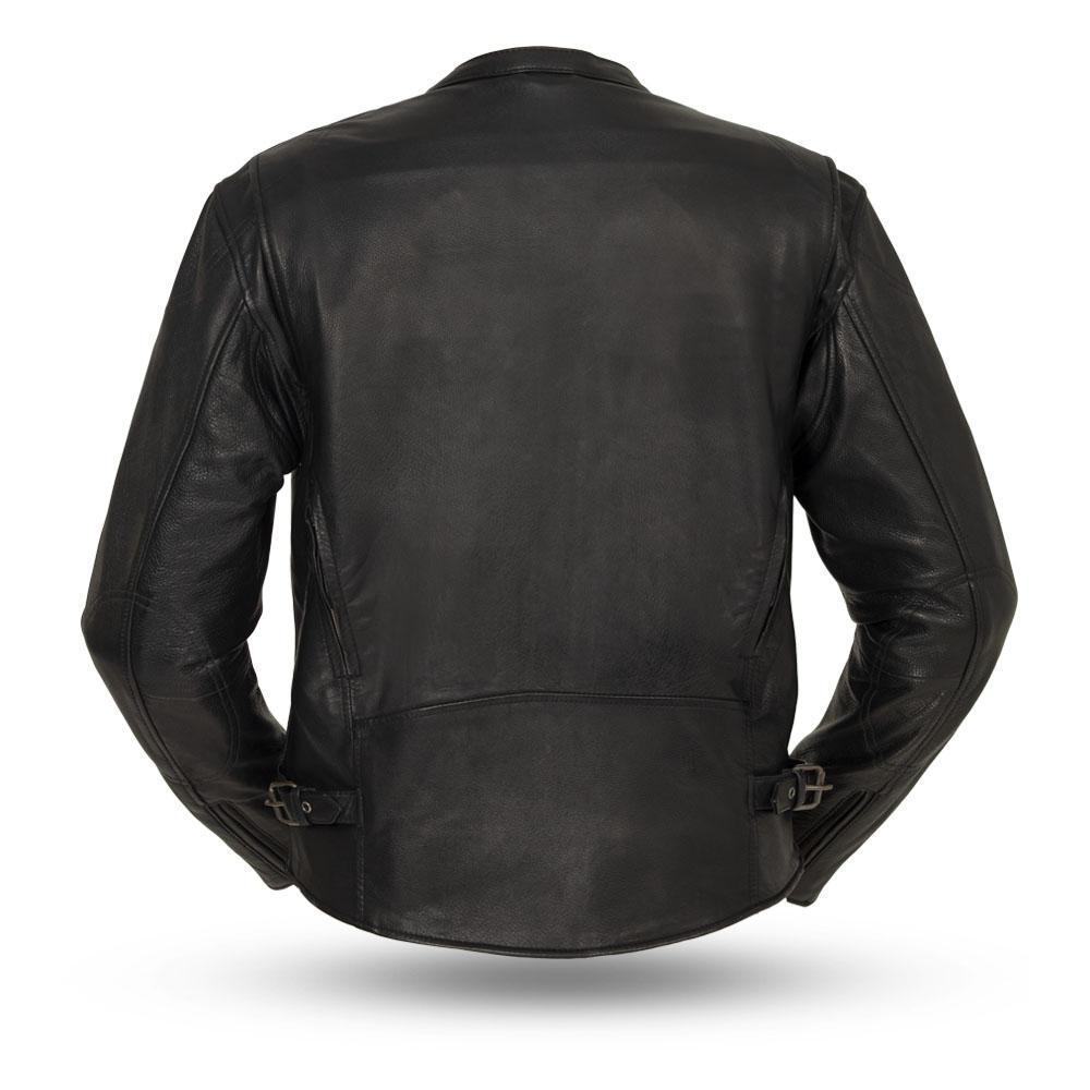 Indy Mens Black Real Cowhide Leather Motorcycle Jacket By First MFG Co