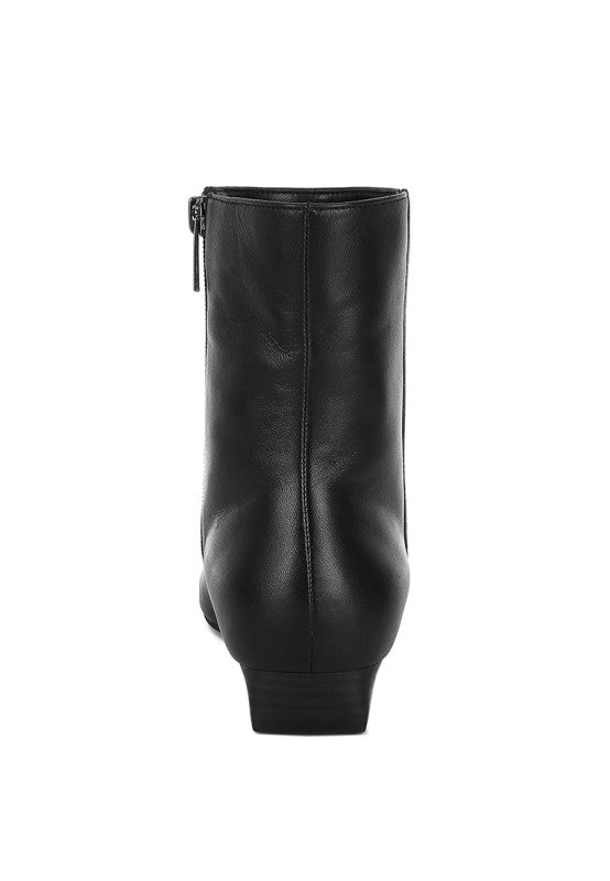 Obita Flared Heel Genuine Leather Boots