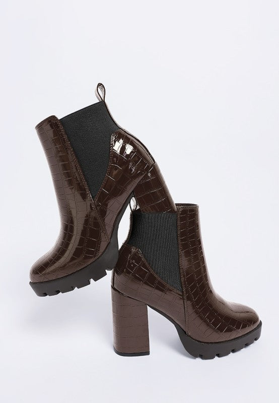 Foxy Faux Leather Croc Chelsea Boots