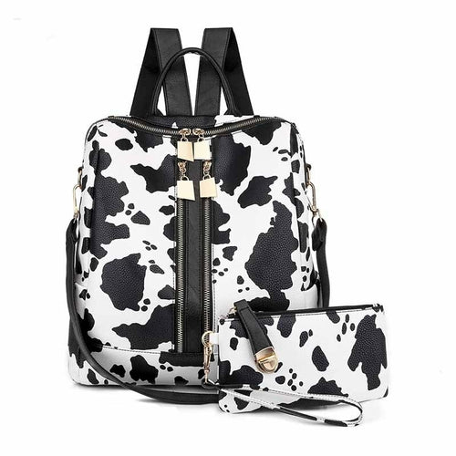 Fashionable Simple Women's Printed Leather Backpack
