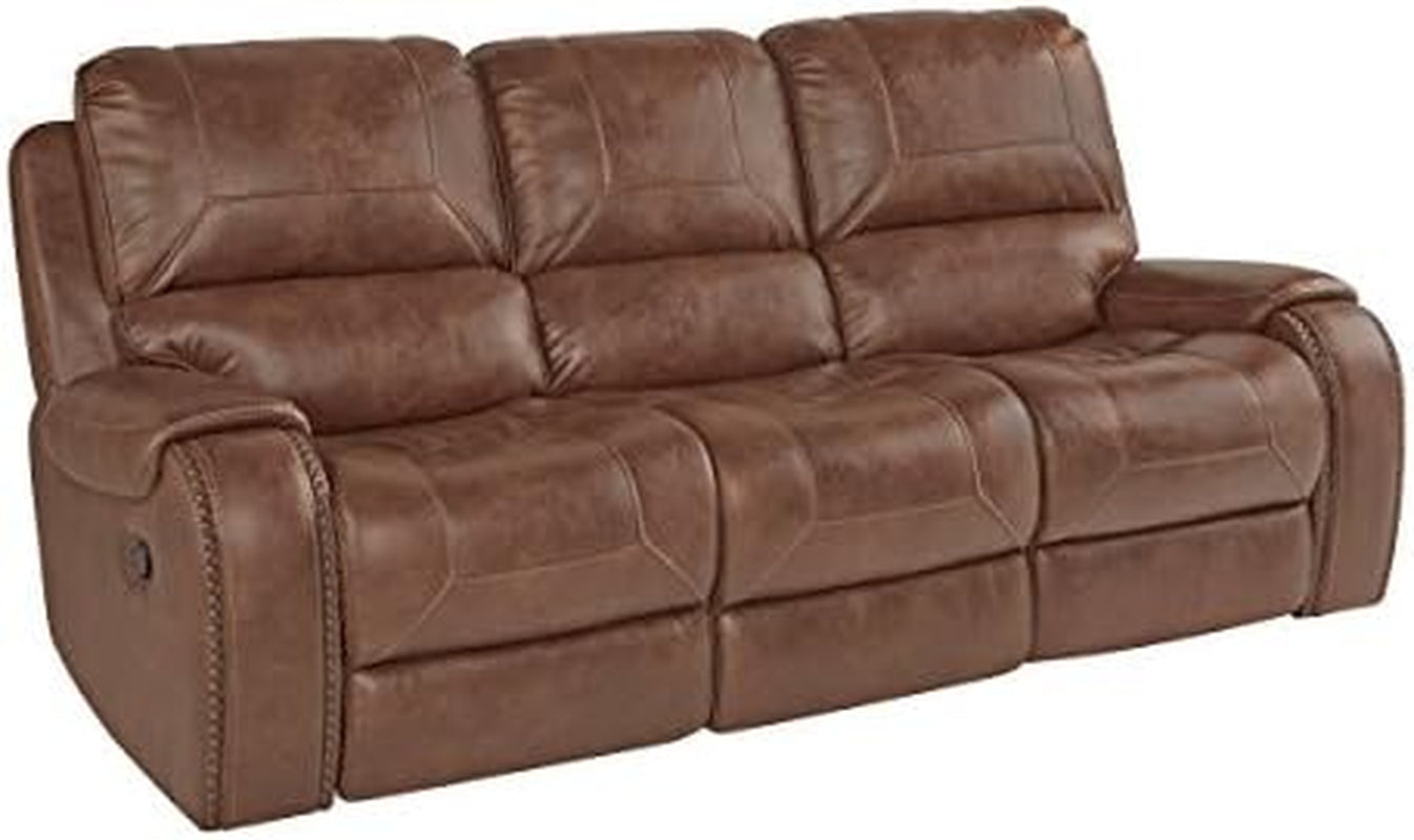 Achern Leather Air Nail Head Manual Reclining Sofa with Storage