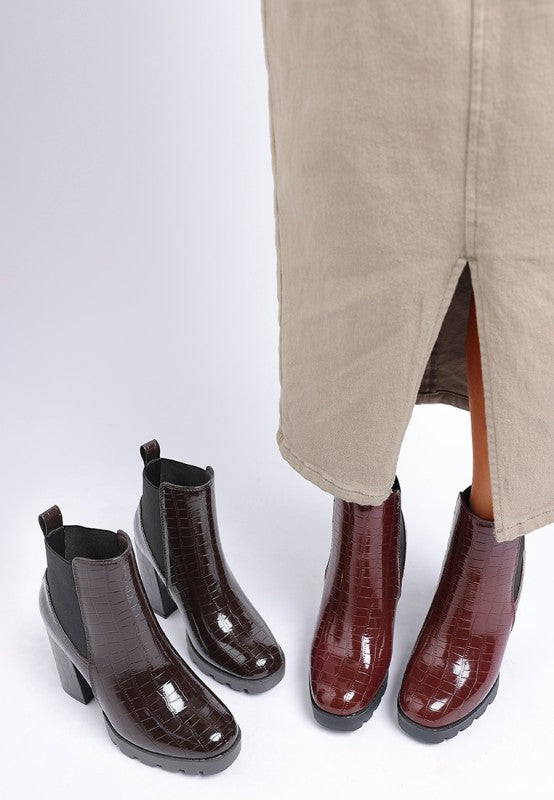 Foxy Faux Leather Croc Chelsea Boots