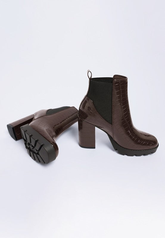 Foxy Faux Leather Croc Chelsea Boots