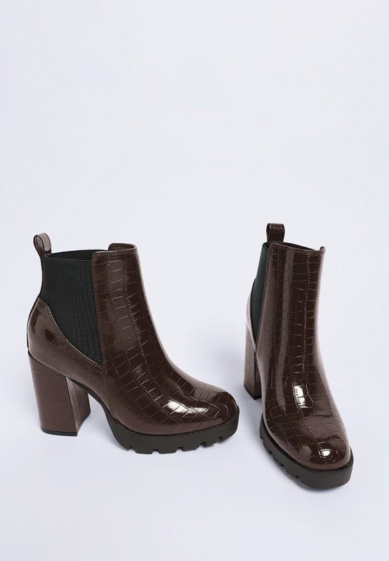Foxy Faux Leather Croc Chelsea Boots