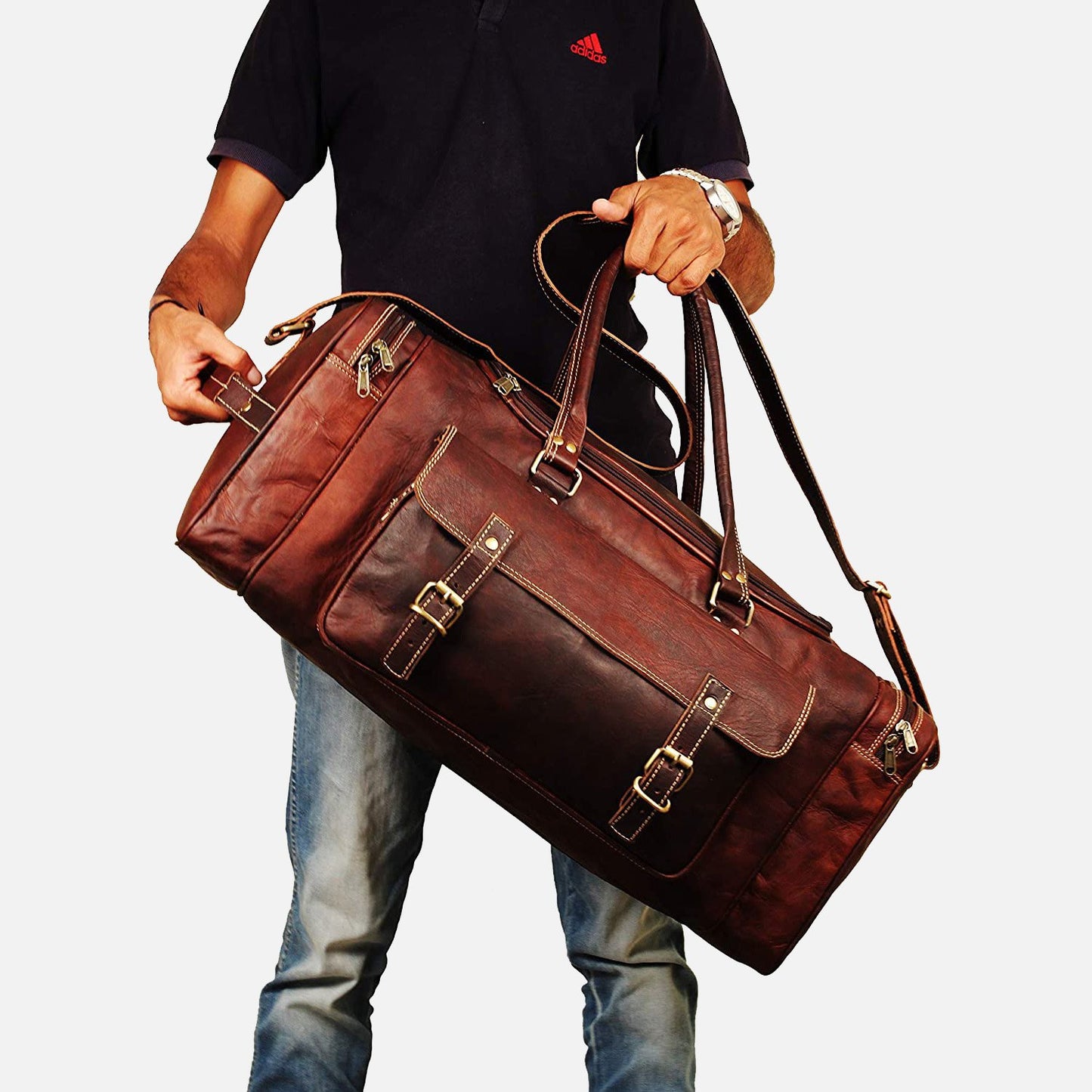 Combo Of 2 , Leather Weekend Bag And Leather Laptop Backpack