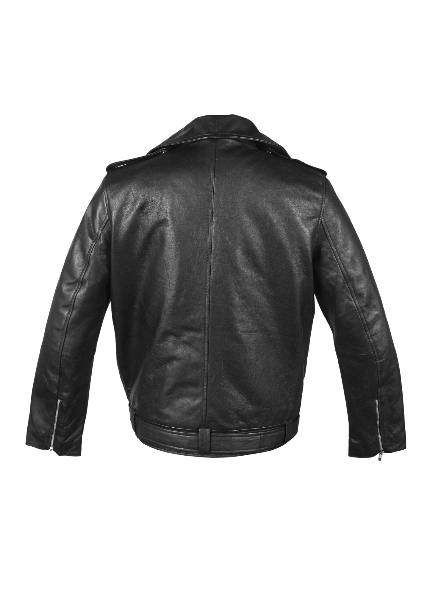 Mens Black Genuine Sheepskin Biker Leather Jacket