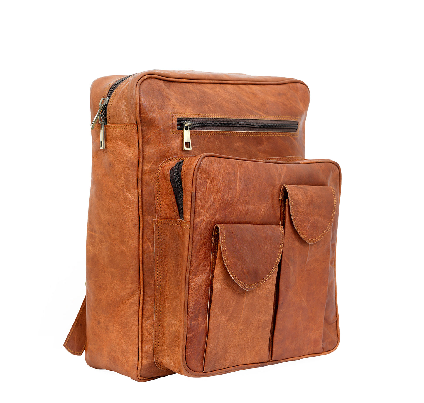 Genuine Leather Backpack High Capacity Travel Bag Rucksack Day-pack