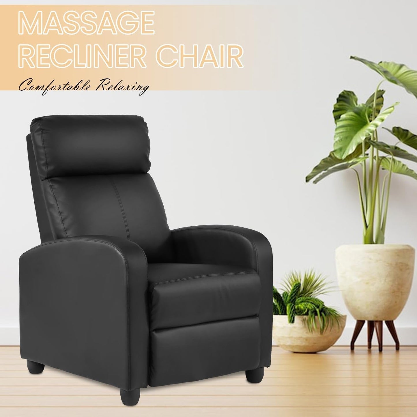 Recliner Chair Breathable Padded PU Leather Massage Single Sofa