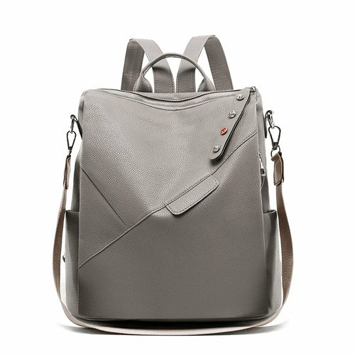 PU Soft Leather College Style Female Backpack