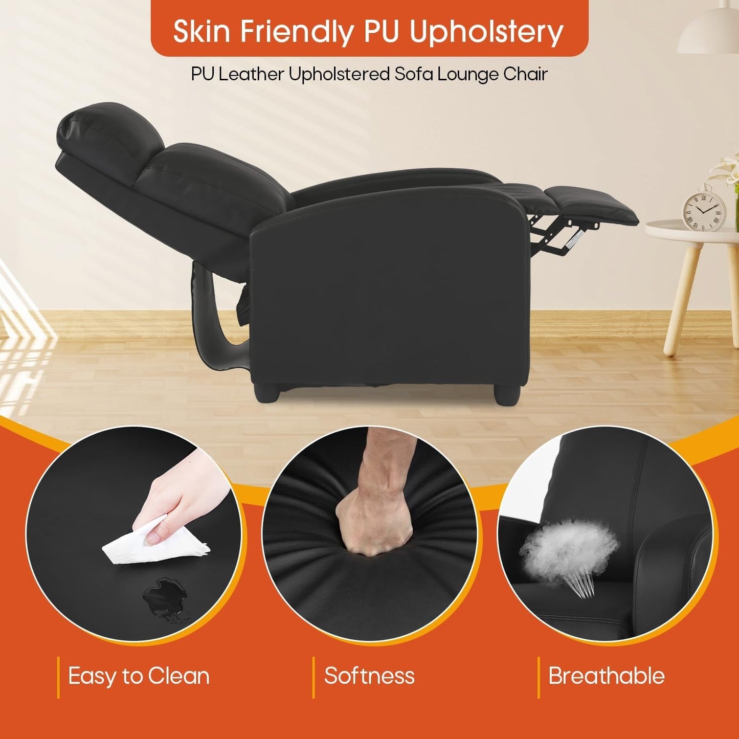 Recliner Chair PU Leather Recliner Sofa Home Theater Seating with
