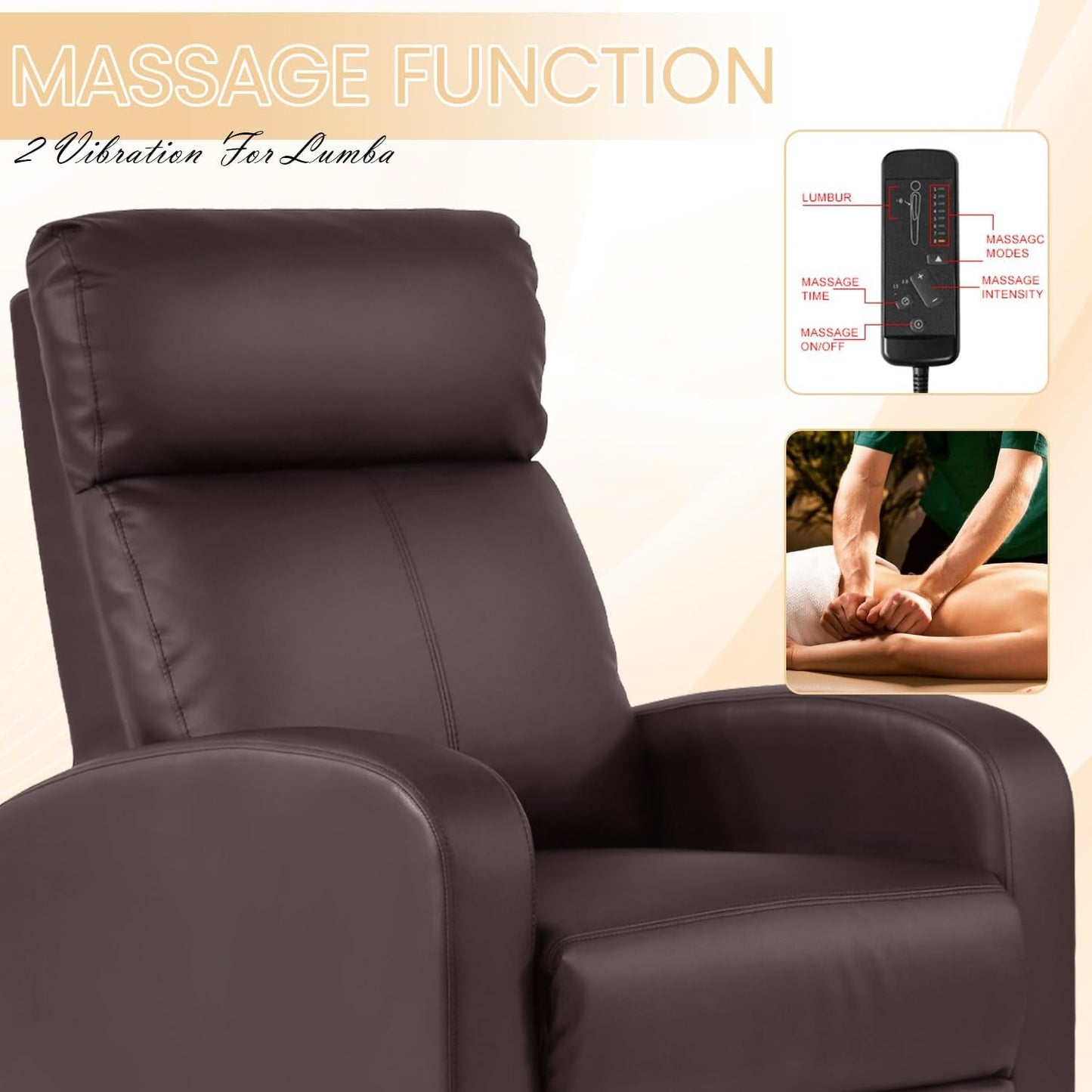 Recliner Chair Breathable Padded PU Leather Massage Single Sofa