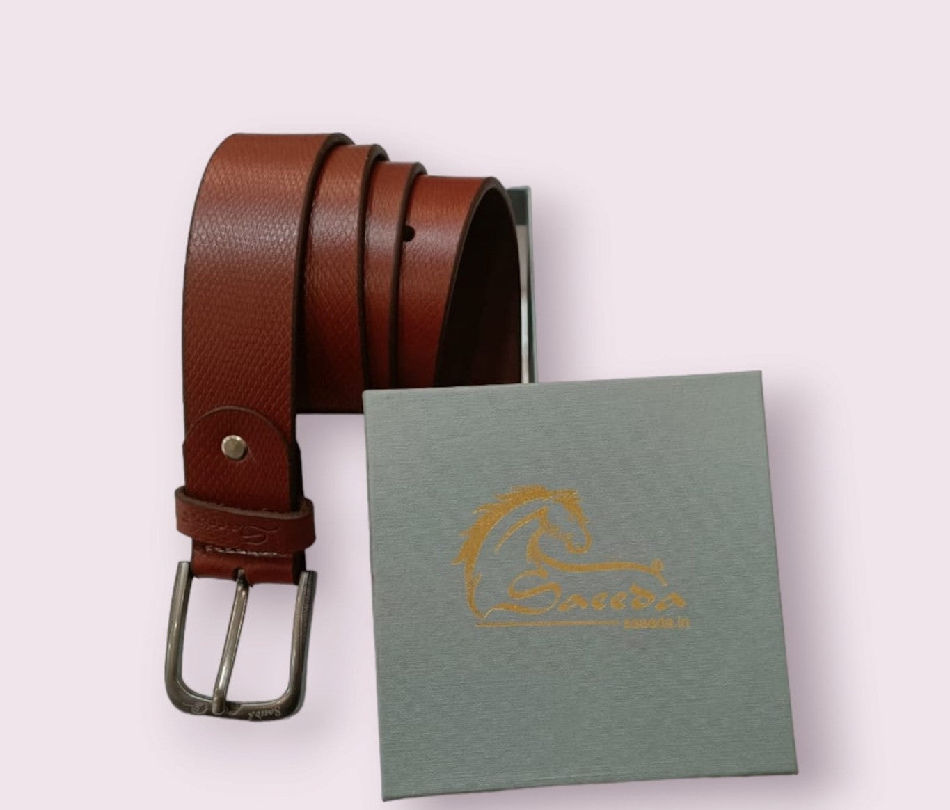Men Black Genuine Leather Belt (Size-34) (Color-DARK BROWN)