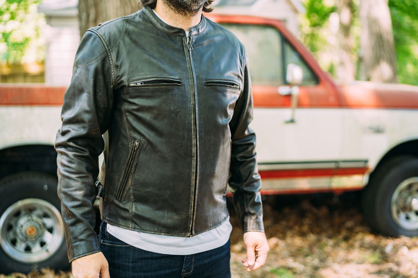 Indy Mens Black Real Cowhide Leather Motorcycle Jacket By First MFG Co