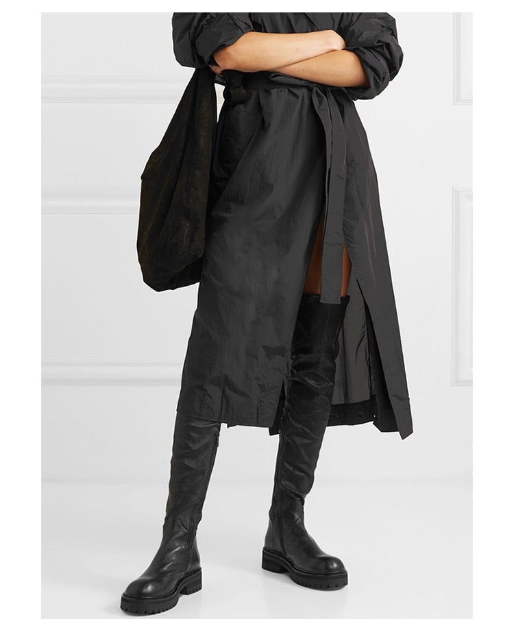 Woman‘s Over The Knee Boots Genuine Leather Zipper Elasticity