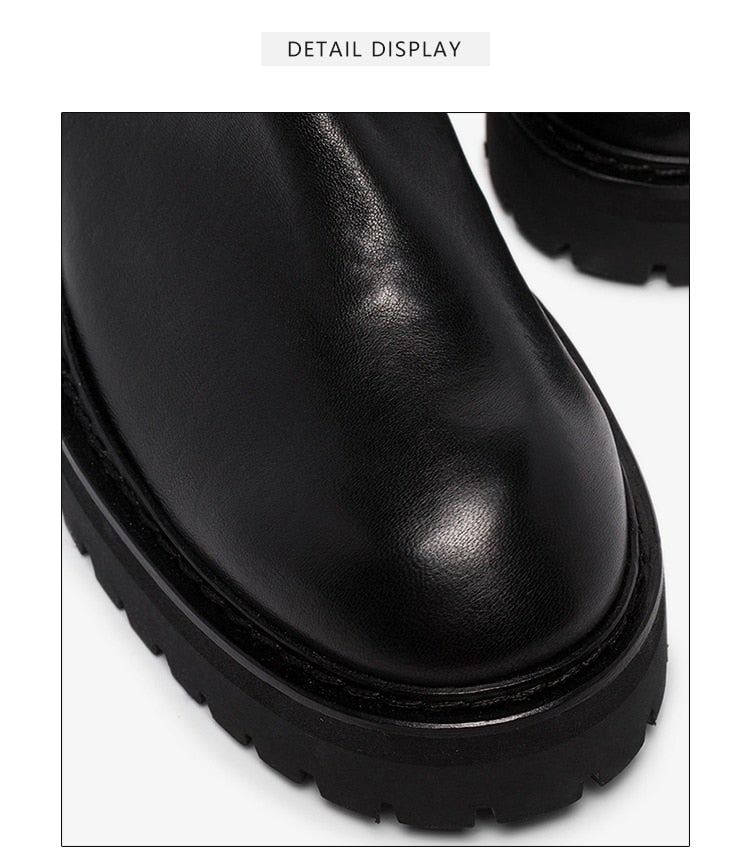 Woman‘s Over The Knee Boots Genuine Leather Zipper Elasticity