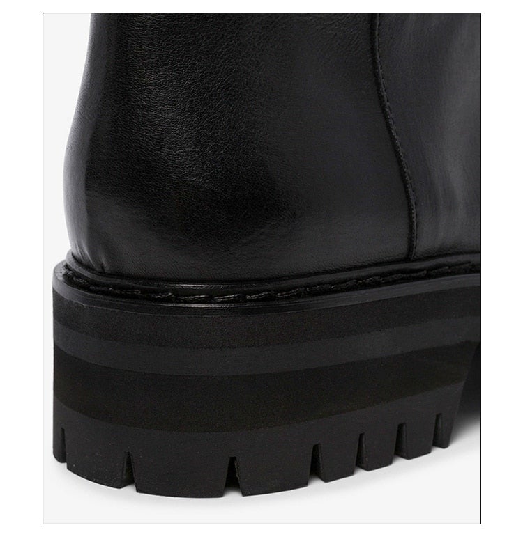 Woman‘s Over The Knee Boots Genuine Leather Zipper Elasticity