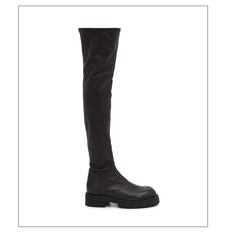 Woman‘s Over The Knee Boots Genuine Leather Zipper Elasticity