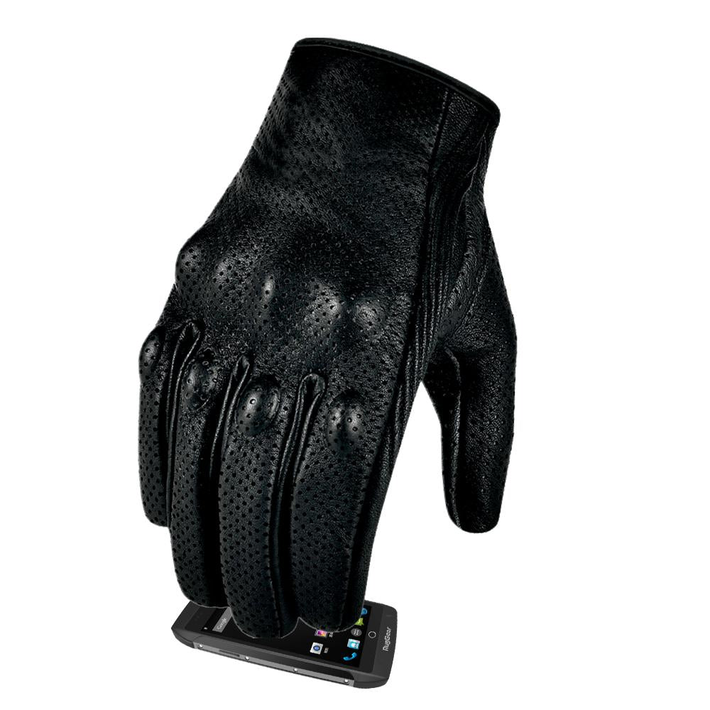 New Motorbike Gloves Premium Goatskin Leather Full Finger Touchscreen