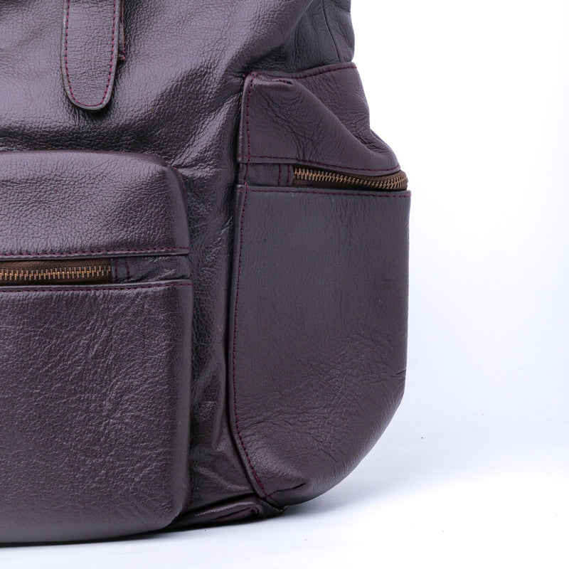 Leather Backpack Travel Laptop Office Bag -Chestnut