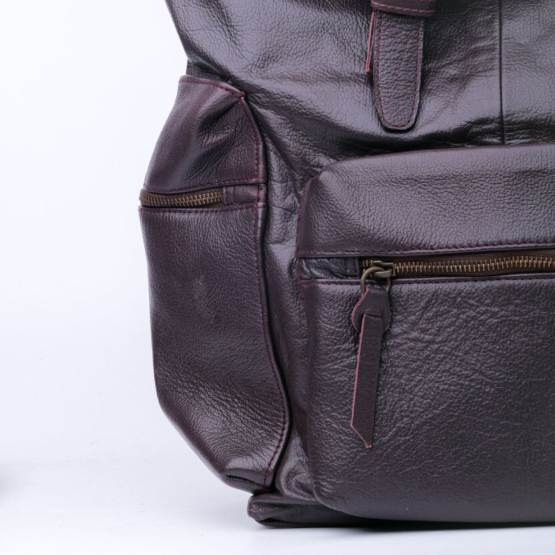 Leather Backpack Travel Laptop Office Bag -Chestnut