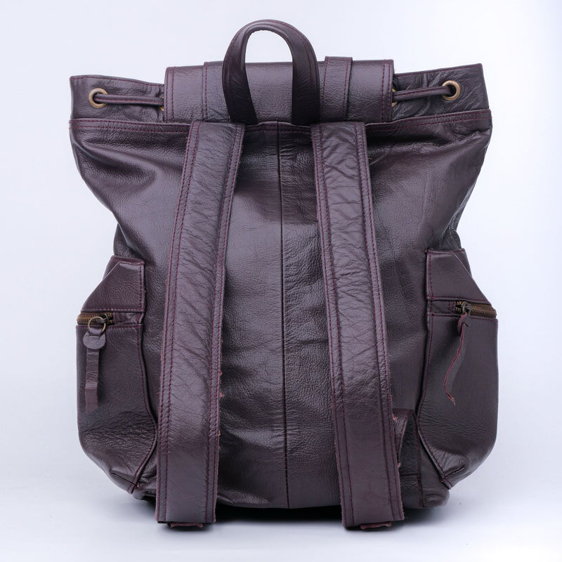 Leather Backpack Travel Laptop Office Bag -Chestnut