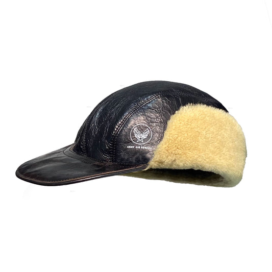U.S. WWII Air Force pilot hat B2 fur and leather baseball cap winter