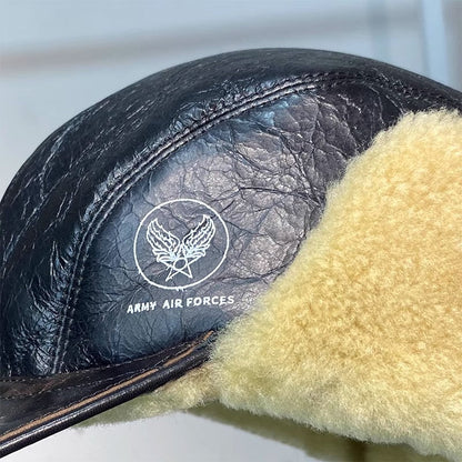 U.S. WWII Air Force pilot hat B2 fur and leather baseball cap winter