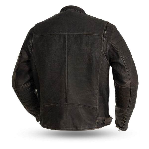 Commuter Motorcycle Brown Cowhide Leather Jacket Mens By First MFG Co. 