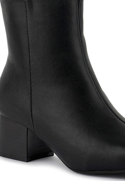 Davia Leather Square Toe Ankle Boots